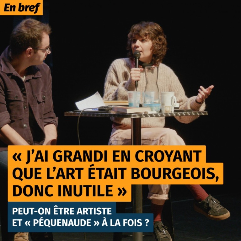 Juliette Rousseau et Thomas Pouget conversent sur une scène.